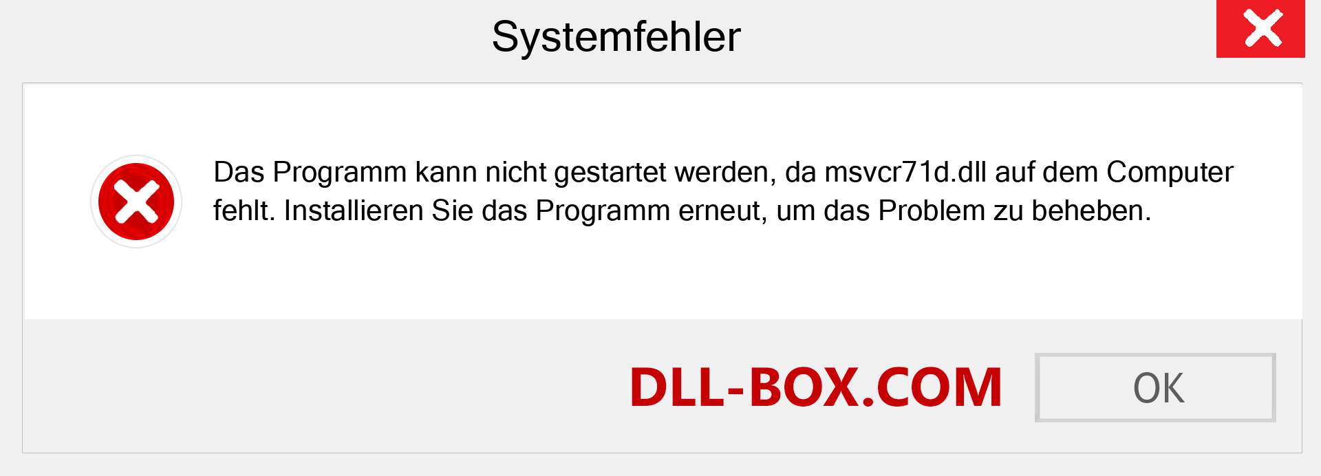 msvcr71d.dll-Datei fehlt?. Download für Windows 7, 8, 10 - Fix msvcr71d dll Missing Error unter Windows, Fotos, Bildern