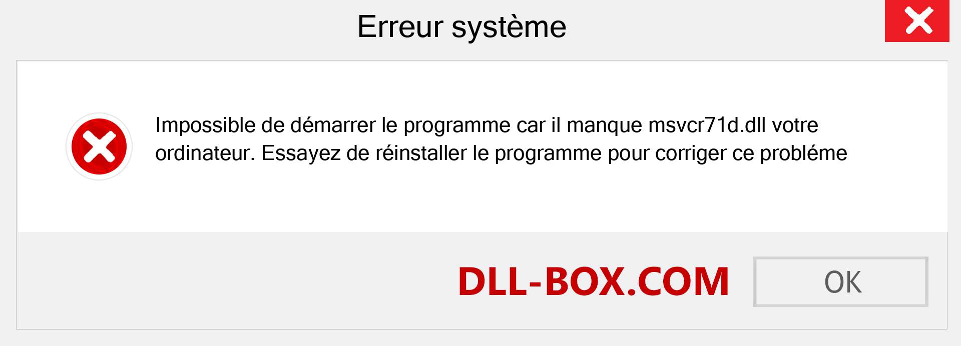 Le fichier msvcr71d.dll est manquant ?. Télécharger pour Windows 7, 8, 10 - Correction de l'erreur manquante msvcr71d dll sur Windows, photos, images